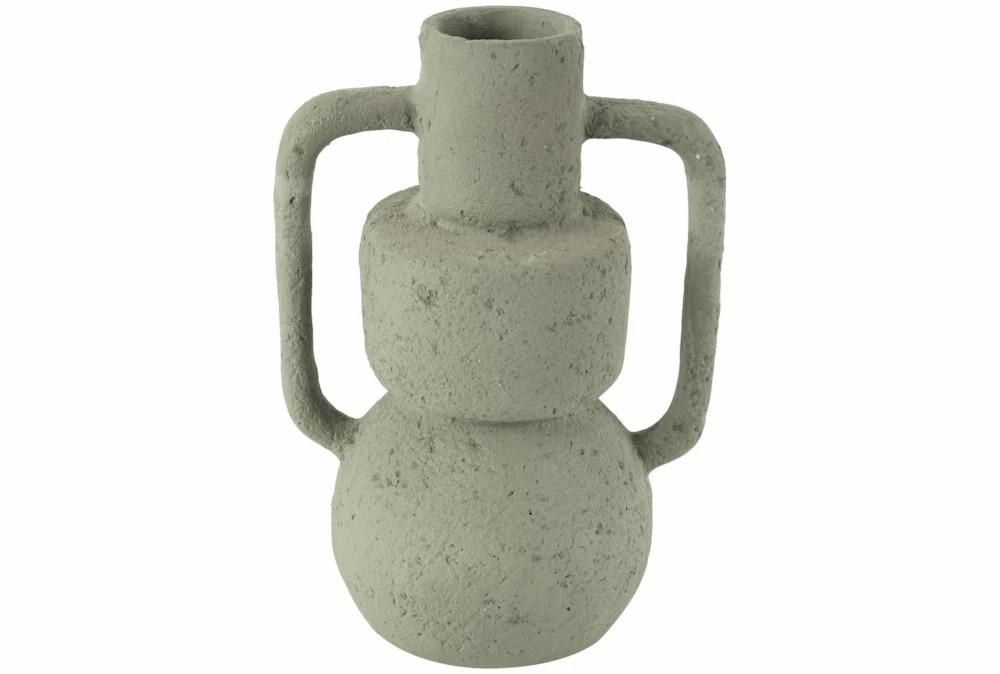 Vases | 14″ Gray Sage Paper Mache Abstract Square Handle Vase Decor Vases