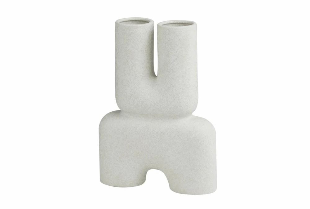 Vases | 15″ White Speckled Ceramic Abstract U Shaped Vase Decor Vases