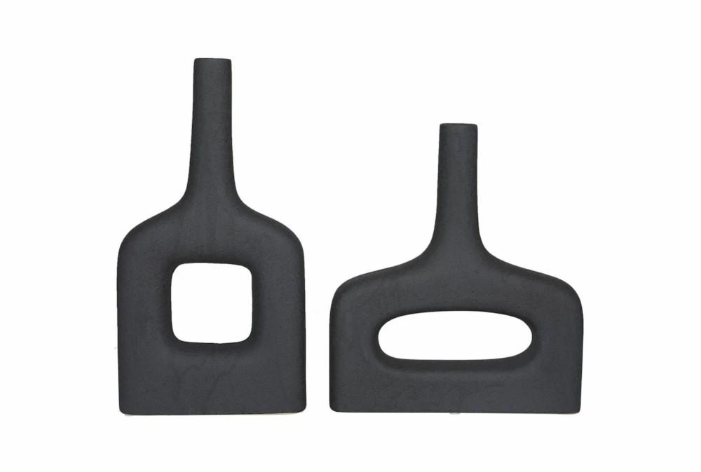 Vases | 16″, 13″ Matte Black Mid Mod Square Vases Set Of 2 Decor Vases