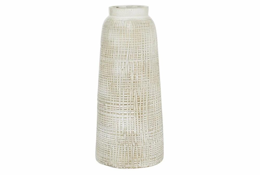 Vases | 17 Inch White Terracotta Cylinder Vase Decor Vases