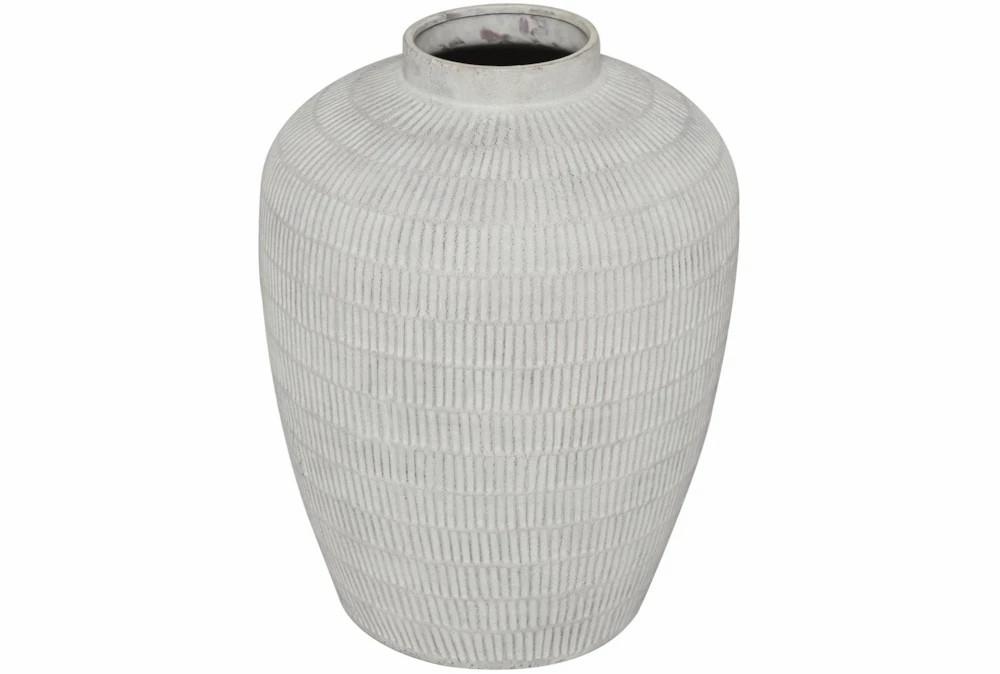 Vases | 19″ Light Grey Ceramic Extured Stripe Narrow Mouth Large Vase Decor Vases