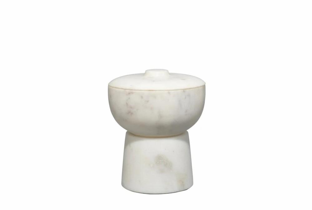 Vases | 5″ White Marble Footed Bowl With Lid Decor Vases