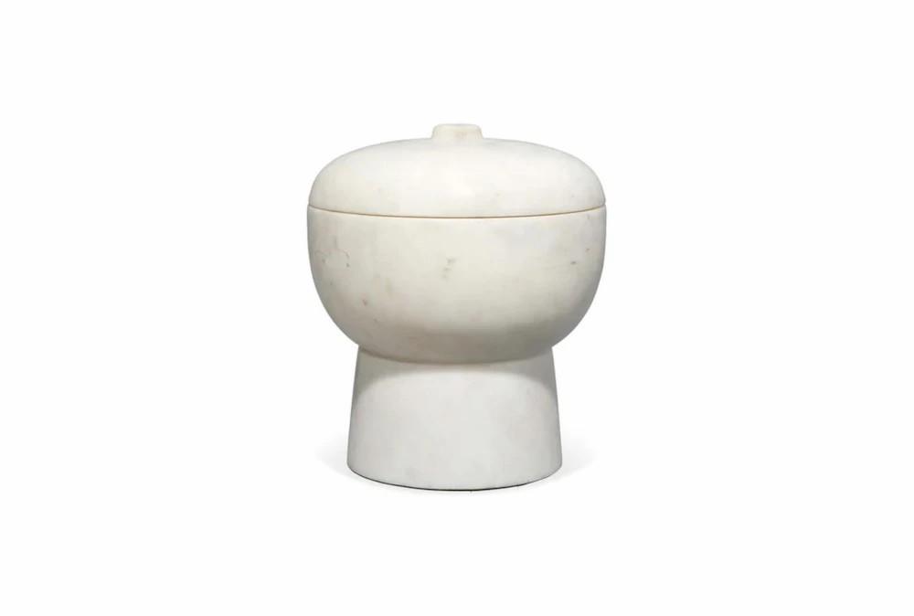 Vases | 7″ White Round Footed Bowl With Lid Decor Vases