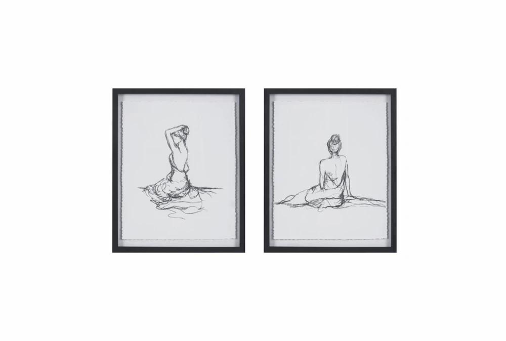 Wall Art Prints | 17X21 Feminine Figures Deckle Edge Sketch Set Of 2 Decor Wall Art Prints