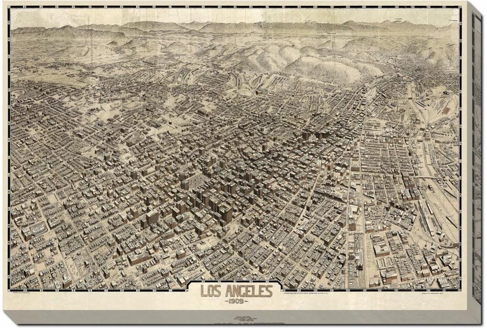 Wall Art Prints | Picture-Los Angeles Map 1909 36X24 Decor Wall Art Prints