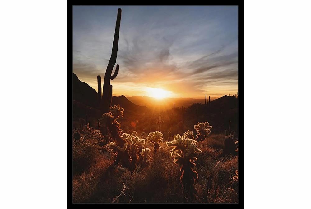 Wall Pictures | 22X26 Cactus Sunset With Black Frame Decor Wall Pictures