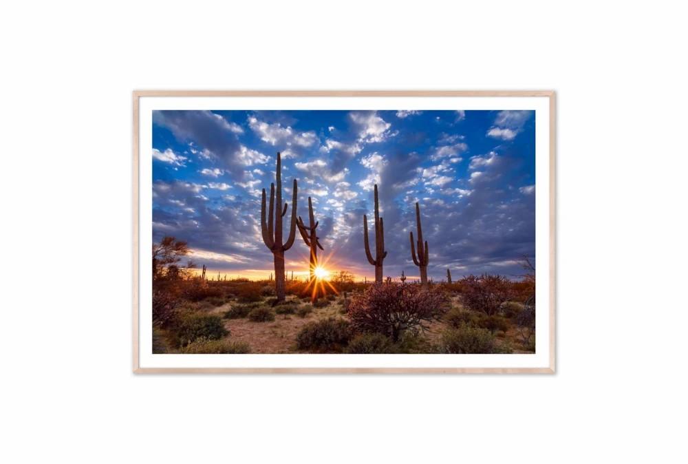 Wall Pictures | 60X40 Arizona Desert At Sunset With Natural Frame Decor Wall Pictures