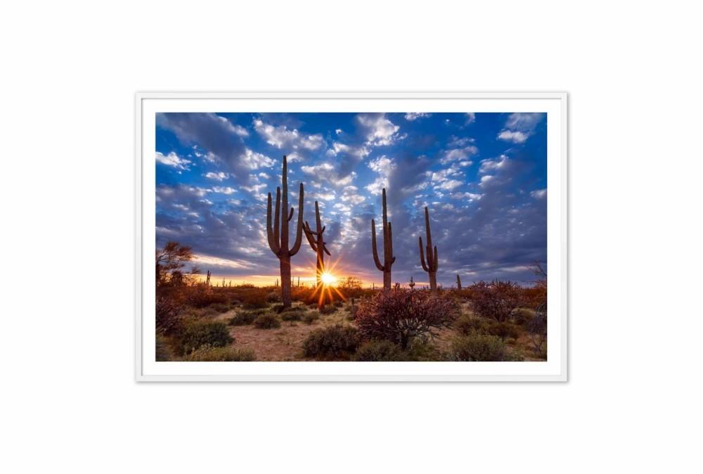 Wall Pictures | 60X40 Arizona Desert At Sunset With White Frame Decor Wall Pictures