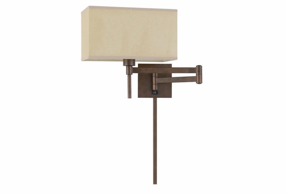 Wall Sconces | 12 Inch Rust Finish Rectangular Swing Arm Reading Wall Lamp With Wire Cover Decor Wall Sconces