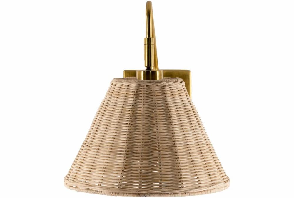 Wall Sconces | 12″ Rattan + Gold Wall Sconce Decor Wall Sconces