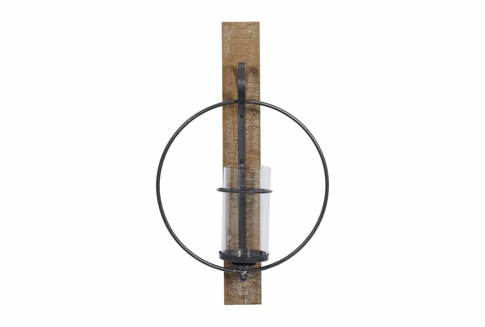 Wall Sconces | 15X24 Inch Wood + Metal Ring Pillar Candle Wall Sconce Decor Wall Sconces