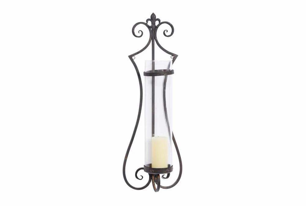 Wall Sconces | 31 Inch Scroll Metal & Glass Candle Sconce Decor Wall Sconces