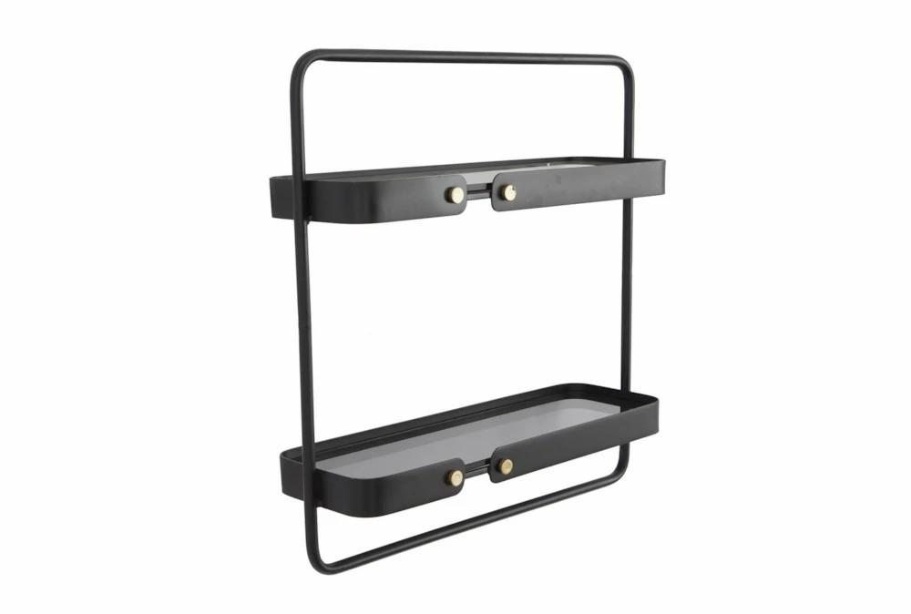 Wall Shelves | 21X21 Black Metal Oval Left Side Facing Rivet 2 Tier Wall Shelf Decor Wall Shelves