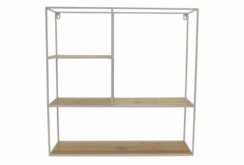 Wall Shelves | 24X24 White Metal + Wood 3 Tier Wall Display Shelf Decor Wall Shelves