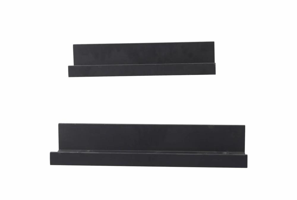 Wall Shelves | 24X4 Black Wood Modern Picture Ledge Wall Shelf Set Of 2 Decor Wall Shelves