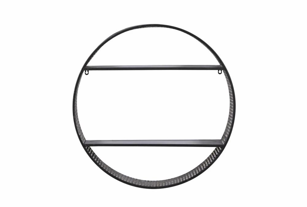 Wall Shelves | 26 Inch Round Black Metal + Cane Wall Shelf Decor Wall Shelves