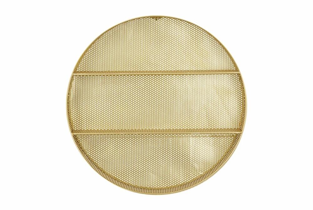 Wall Shelves | 28X28 Gold Metal + Mesh 2 Tier Round Wall Shelf Decor Wall Shelves