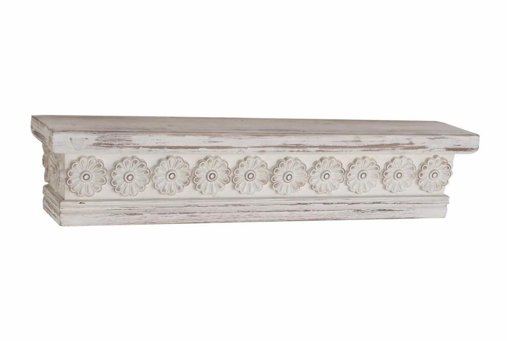 Wall Shelves | 28X6 White Wash Wood Floral Carved Wall Shelf Decor Wall Shelves