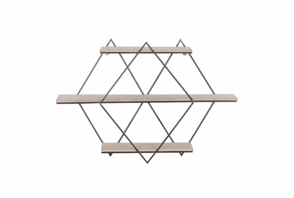 Wall Shelves | 30X20 Inch Metal + Wood Diamonds Wall Shelf Decor Wall Shelves