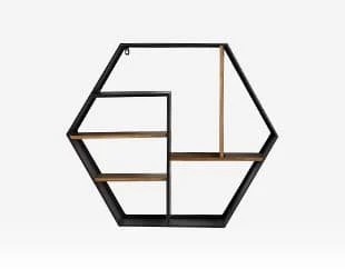 Wall Shelves | 30X26 Inch Metal + Wood Hexagon Cubbie Wall Shelf Decor Wall Shelves