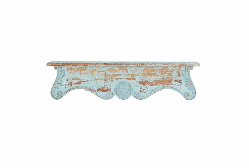 Wall Shelves | 32 Inch Rustic Ornate Turquoise Wall Shelf Decor Wall Shelves