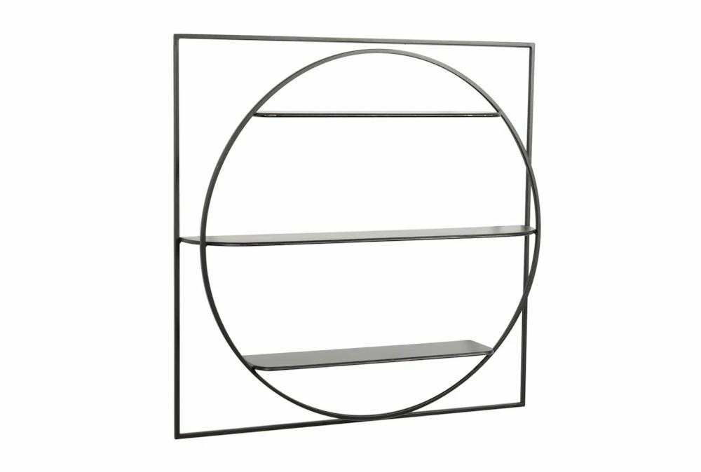 Wall Shelves | 32X32 Black Metal Circle In A Square 3 Tier Wall Shelf Decor Wall Shelves