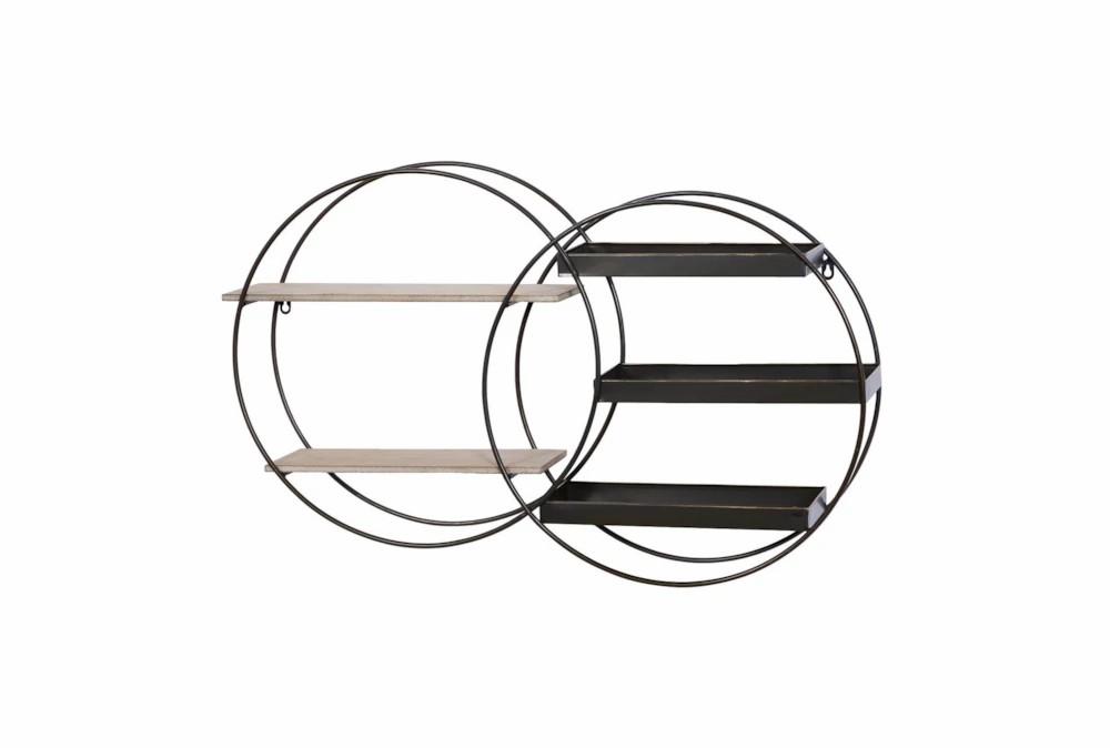 Wall Shelves | 34X20 Inch Metal + Wood Double Circle Wall Shelf Decor Wall Shelves