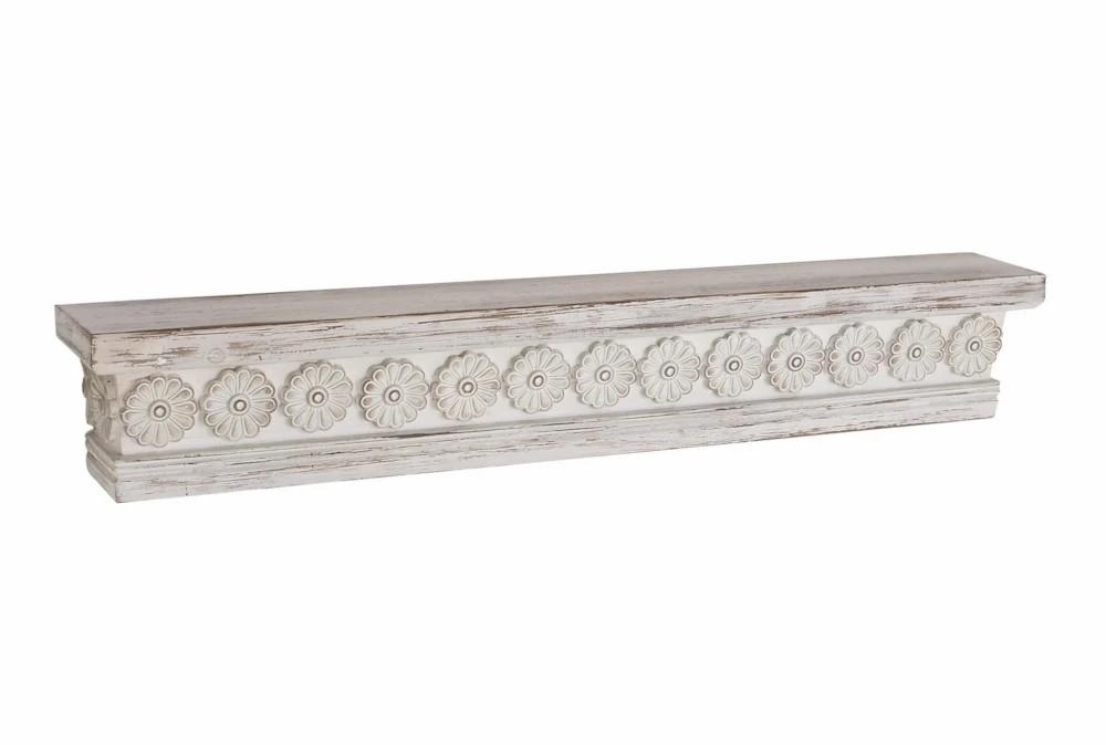 Wall Shelves | 36X6 White Wash Wood Floral Carved Wall Shelf Decor Wall Shelves