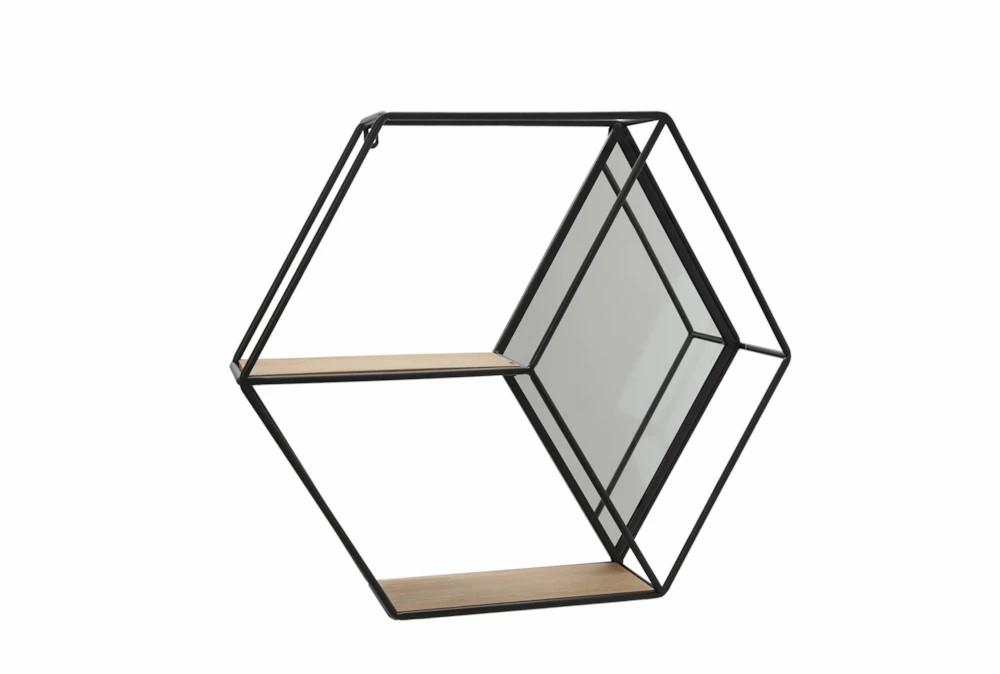 Wall Shelves | Black Mirrored Hexagon Wall Shelf Decor Wall Shelves