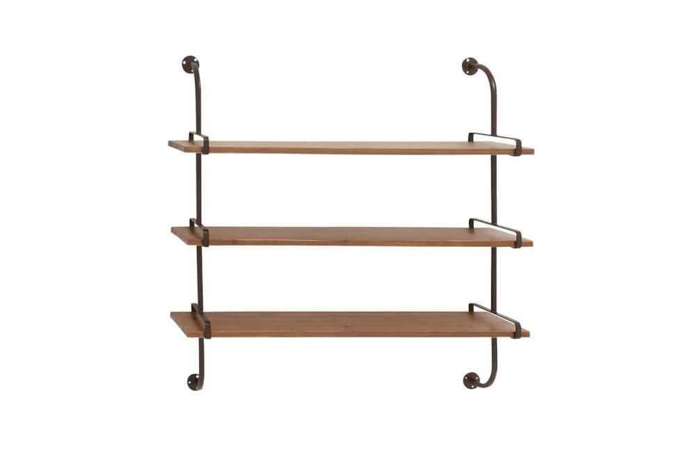 Wall Shelves | Brown 38 Inch Wood Metal Wall Shelf Decor Wall Shelves