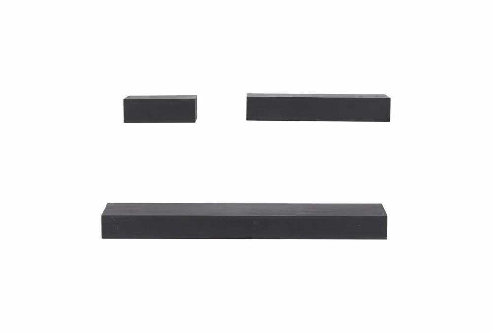 Wall Shelves | Matte Black Wood Floating Wall Shelves Set Of 3 Decor Wall Shelves