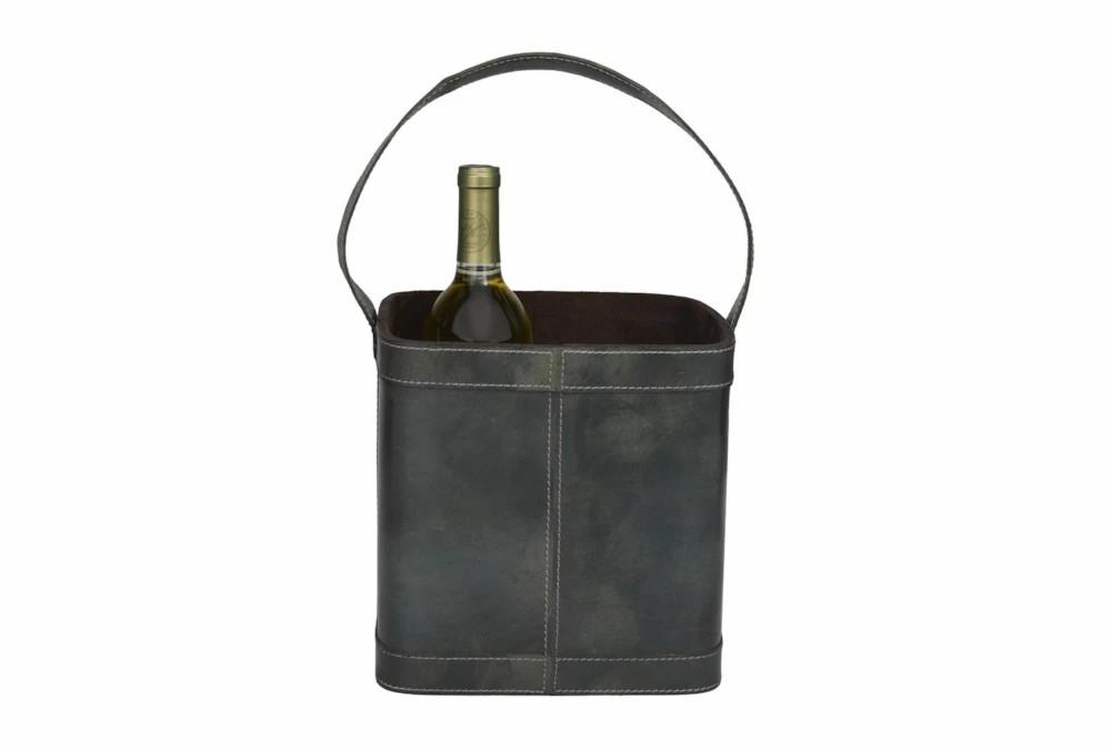 Wine Holders | 17 Inch Black Leather 4 Bottle Wine Carrying Basket Decor Wine Holders