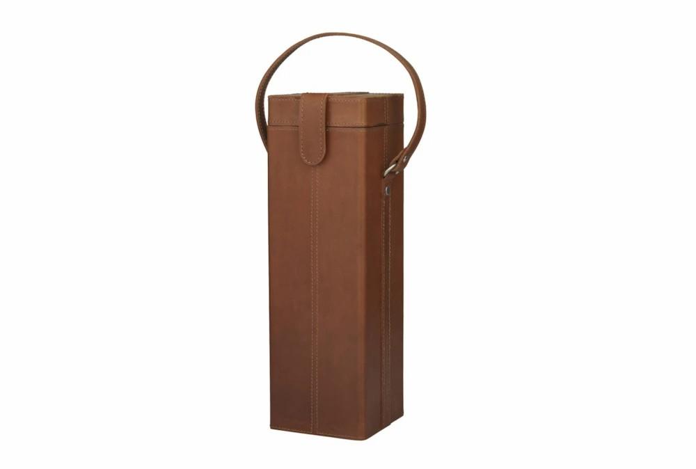 Wine Holders | 19 Inch Camel Brown Leather Wine Bottle Holder Case Decor Wine Holders