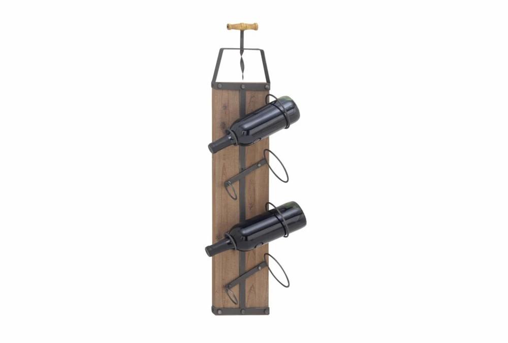 Wine Holders | 32 Inch Rustic Brown Wood + Metal Wall Wine Rack Decor Wine Holders