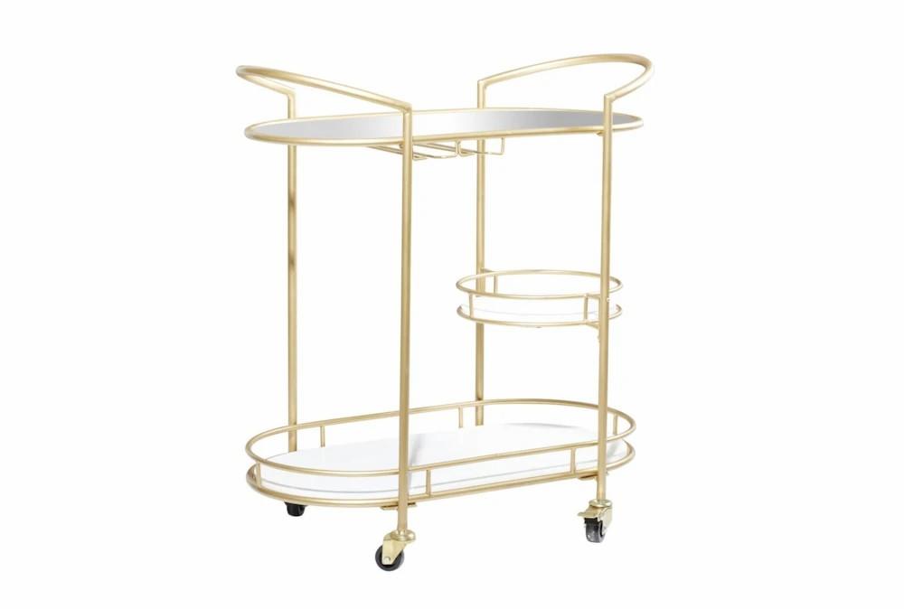 Wine Holders | Modern 31X34 Gold Iron Bar Cart With Wheels Decor Wine Holders