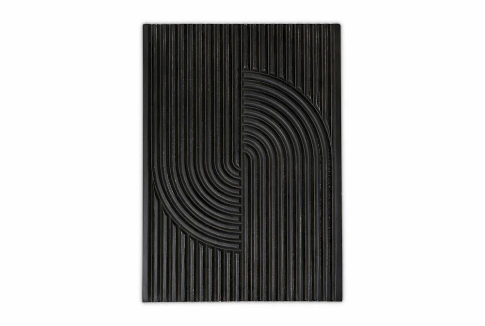 Wood Wall Art | 20X28 Black Circle Fluted Carved Wood Wall Art Decor Wood Wall Art