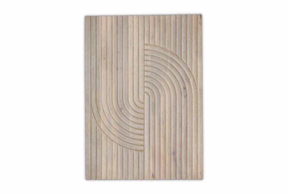 Wood Wall Art | 20X28 Natural Circle Fluted Carved Wood Wall Art Decor Wood Wall Art