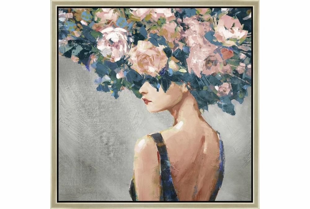 Wood Wall Art | 26X26 Head In The Florals Ii With Champagne Frame Decor Wood Wall Art