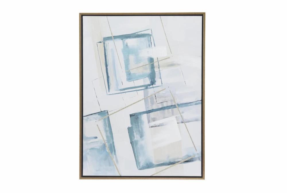 Wood Wall Art | 30X39 White + Blue Square Overlay Framed Wall Art Decor Wood Wall Art