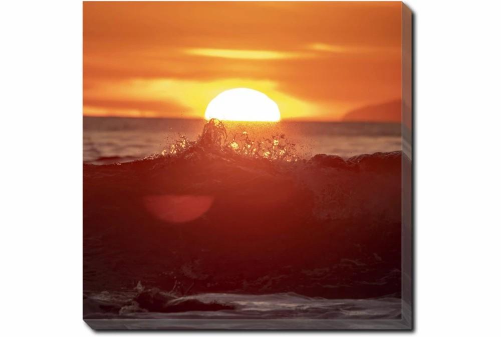 Wood Wall Art | 36X36 Ocean Sunset With Gallery Wrap Canvas Decor Wood Wall Art