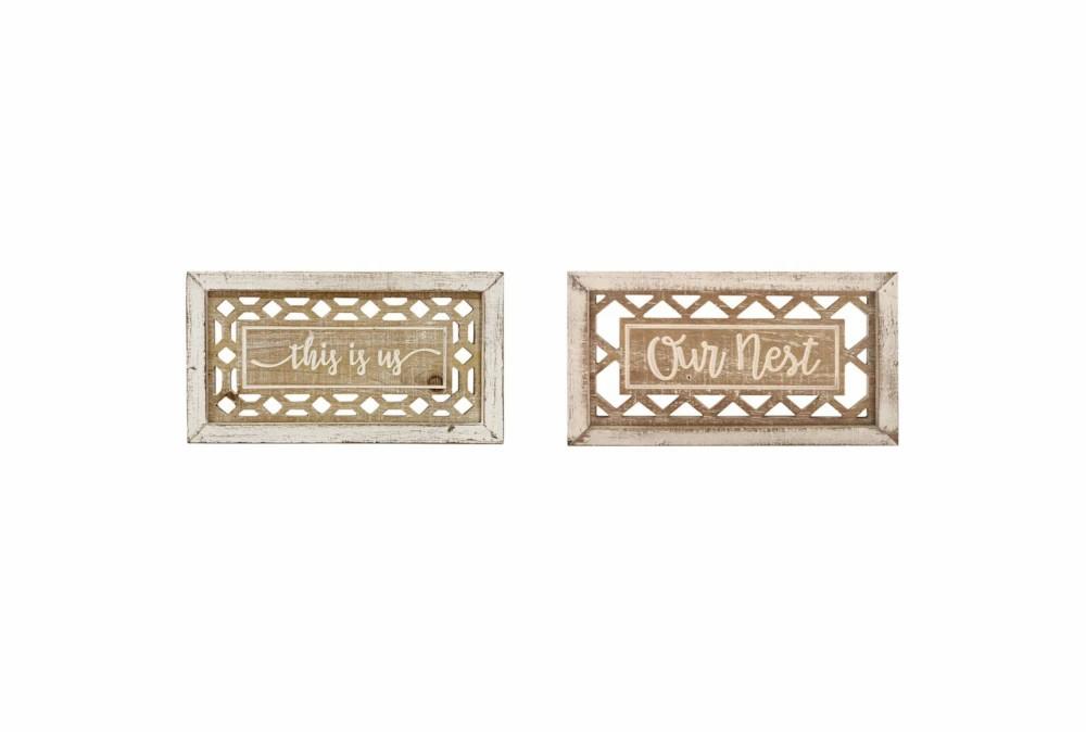 Wood Wall Art | Beige Wood Signs Set Of 2 Decor Wood Wall Art