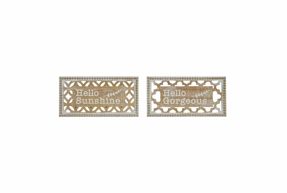 Wood Wall Art | White Wood Wall Décor Signs Set Of 2 Decor Wood Wall Art