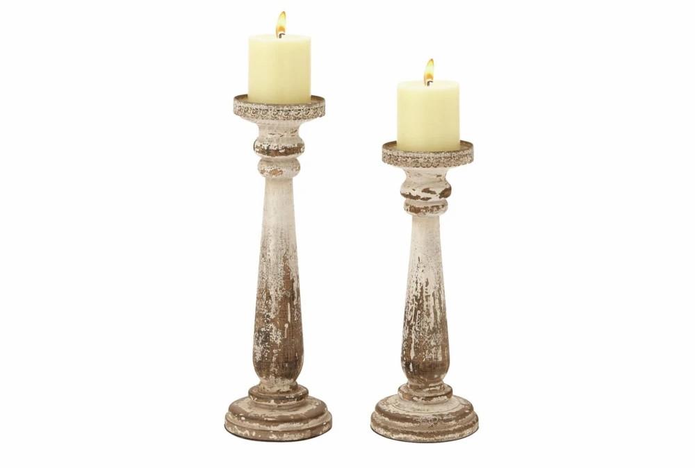 Candle Holders | Brown 15 Inch Wood Candle Holder Set Of 2 Candle Holders Candle Holders