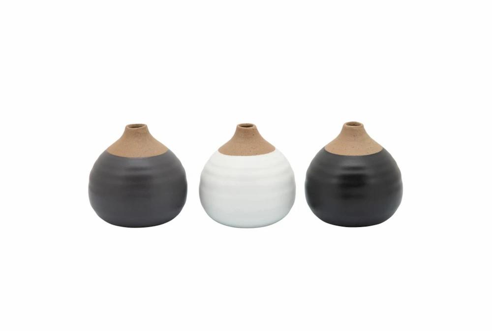 Vases | 4 Inch Black, Gray, White Set Of 3 Matte Bud Vases Decor Vases