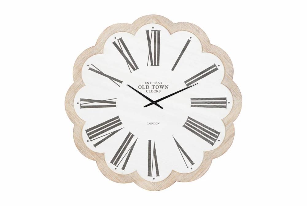 Clocks | 33X33 Inch White Wood Flower Round Wall Clock Clocks Clocks