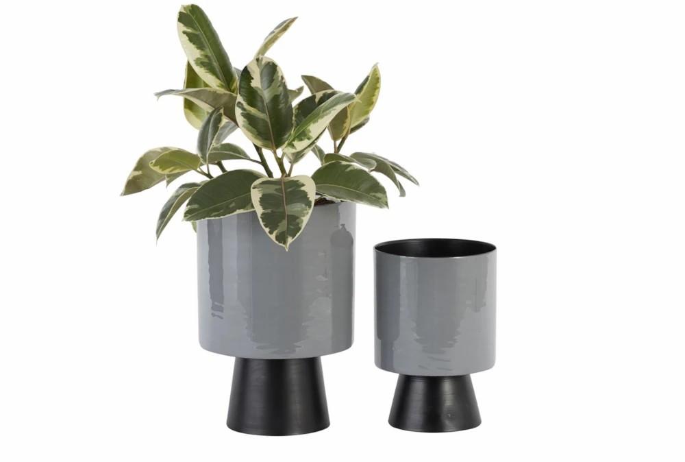 Planters | 15 Inch Grey Iron Planter Decor Planters