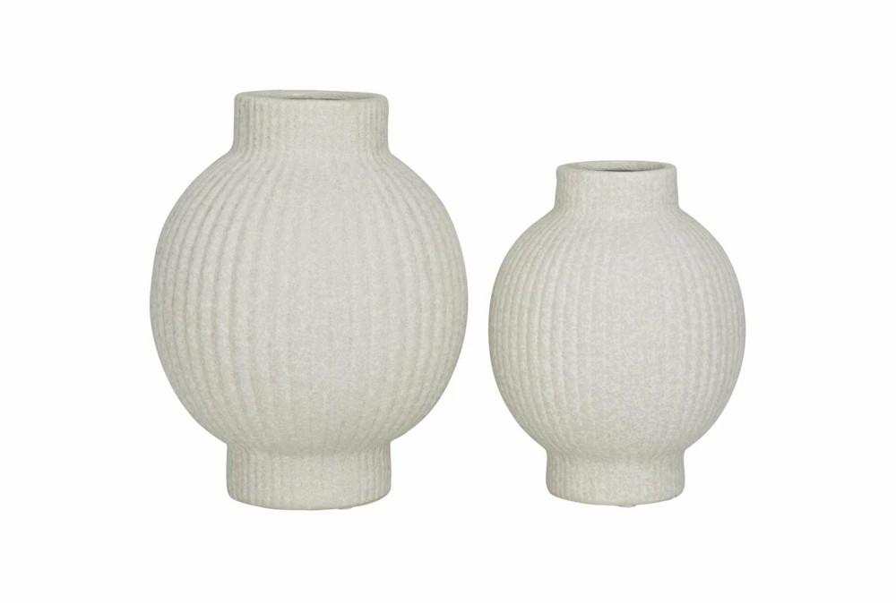 Vases | 11″, 9″ Matte White Channeled Bulb Vases Set Of 2 Decor Vases