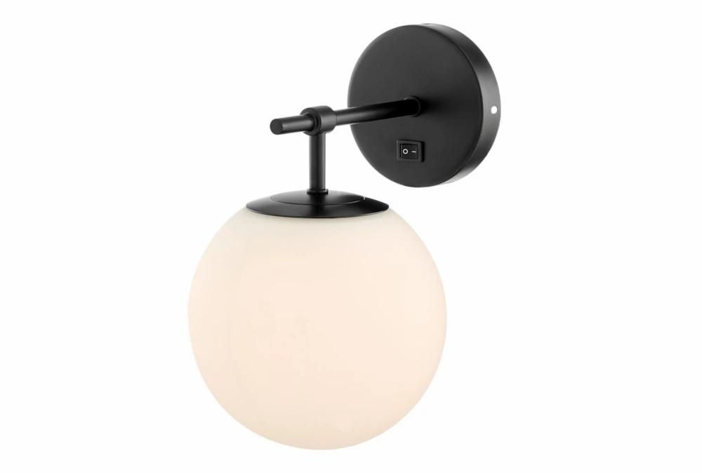 Wall Sconces | 12 Inch Black + Frosted Glass Sphere Plug-In Wall Sconce With Hardwire Kit Decor Wall Sconces