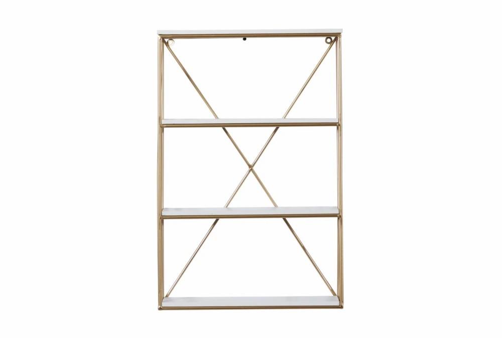 Wall Shelves | 16X24 Inch Gold + White 3 Tier Wall Shelf Decor Wall Shelves