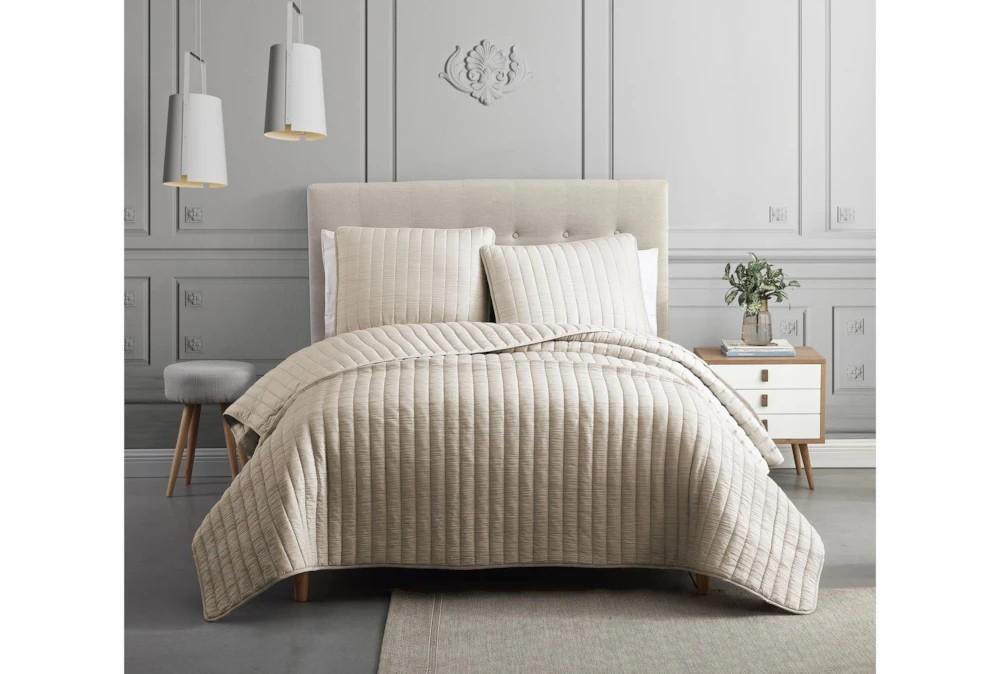 Bedding | Queen Quilt-3 Piece Set Crinkle Tan